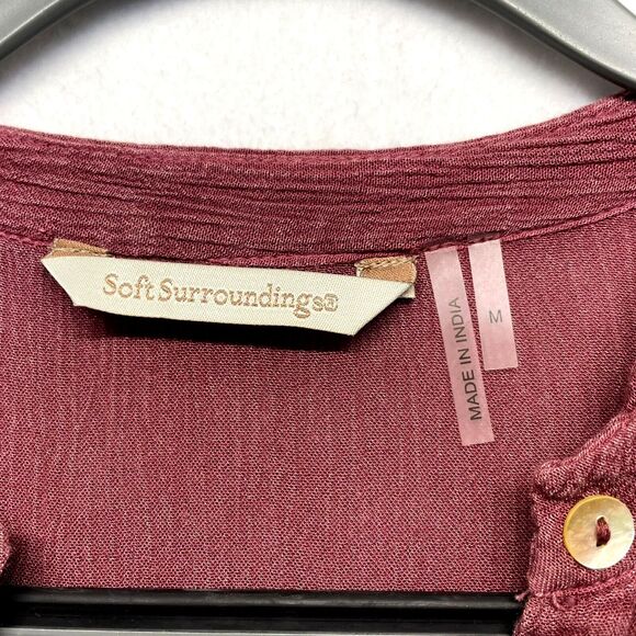 Soft Surroundings Top Size Medium Pink Leila Crinkle Popover Tunic Blouse - Picture 5 of 7